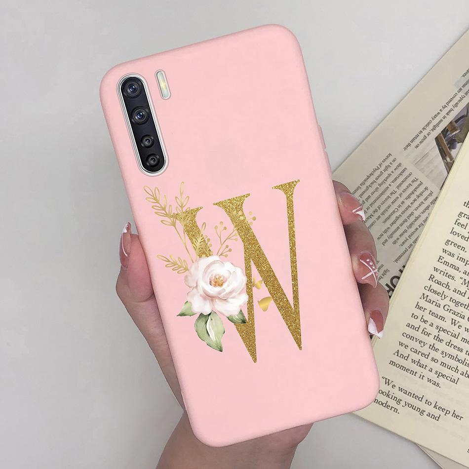 For OPPO A91 F15 Reno3 Phone Case Couple A-Z 26Letter Anti Drop Soft Silicone Matte Back Cover For OPPO A 91 F 15 Reno 3 Bumper