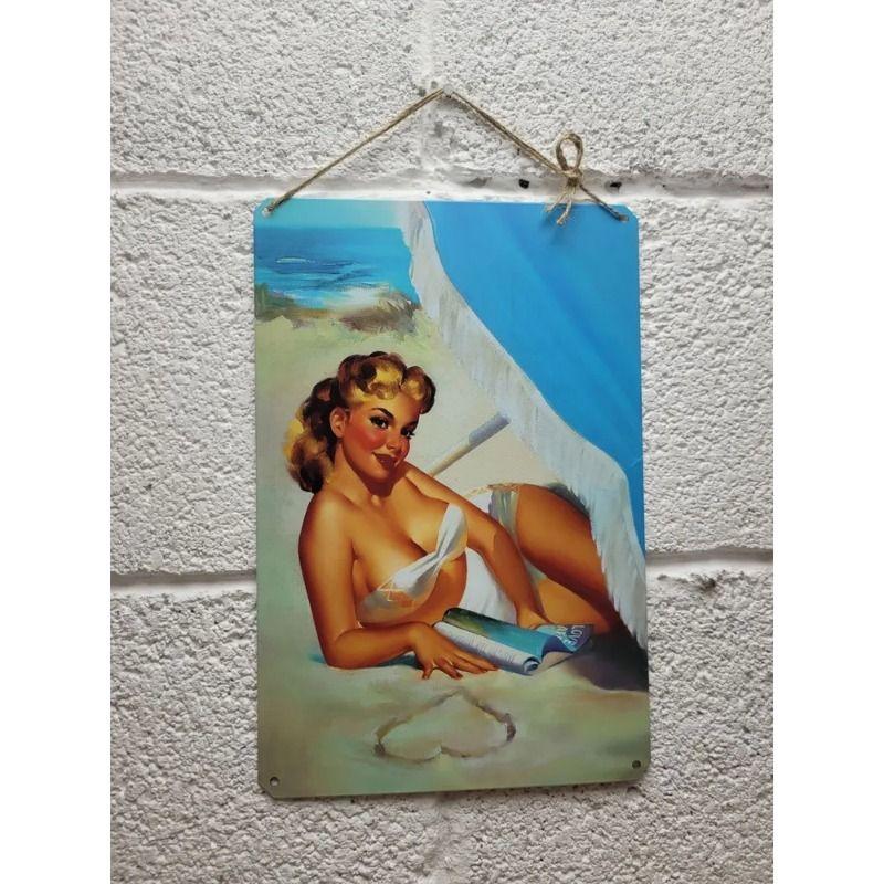 Sexy Girl Metal Tin Sign 20x30 cm for Garage & Workshop Decor