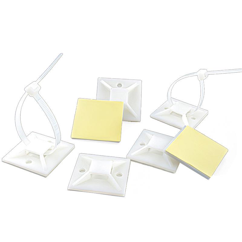 Adhesive Cable Organizer Clip: Wall-Mounted Wire Fixing Base & Zip Tie Holder