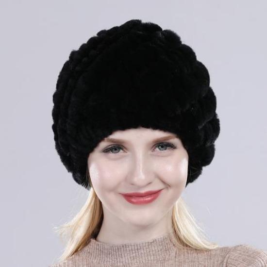 Hot Sale Russian Lady Natural Real Rex Rabbit Fur Hats Women Knitted Outdoor Rex Rabbit Fur Hat New Warm Real Fur Caps