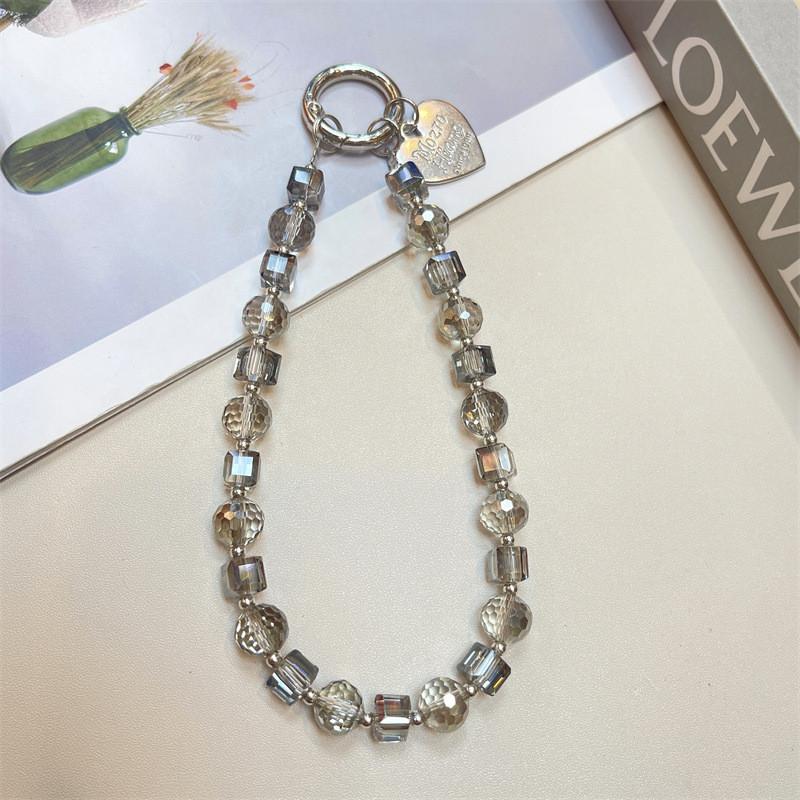 Fashion Heart Pendant Pvc Phone Chain With Crystal Charm For Women And Men