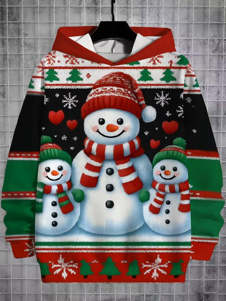 2026 Merry Christmas Sweatshirts Pullover Children's Hoodie Cartoon Santa Claus Graphic Hoody Snowman Sweatshirts Unisex Y2k Top