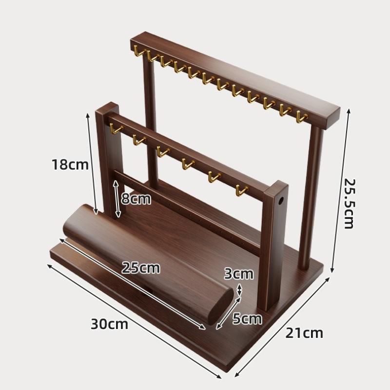 Solid Wood Jewelry Rack Counter Desktop Jewelry Display Stand Retro Walnut Color Bracelet Necklace Organizer Display Holder
