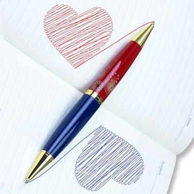 1 neuer dicker Kugelschreiber, 2 farbenfrohe, komfortable Schreibstifte, schöner, einziehbarer Tagebuchstift aus Metall, Geschenkstift mit blauer und roter Tinte und 1,0 mm mittlerer Schreibspitze