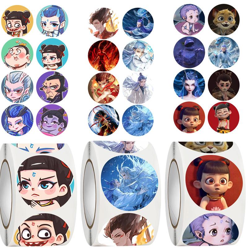 500Pcs Anime Movie Nezha Stickers Diy Scrapbook Phone Reward Seal Label Wall Sticker Kid Toy