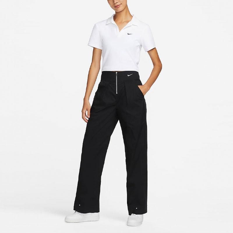 Nike Sportbekleidung Kollektion Unifarben Gewebt Weites Bein Lässige Hose Damen Unterteile Schwarz FB8300-010