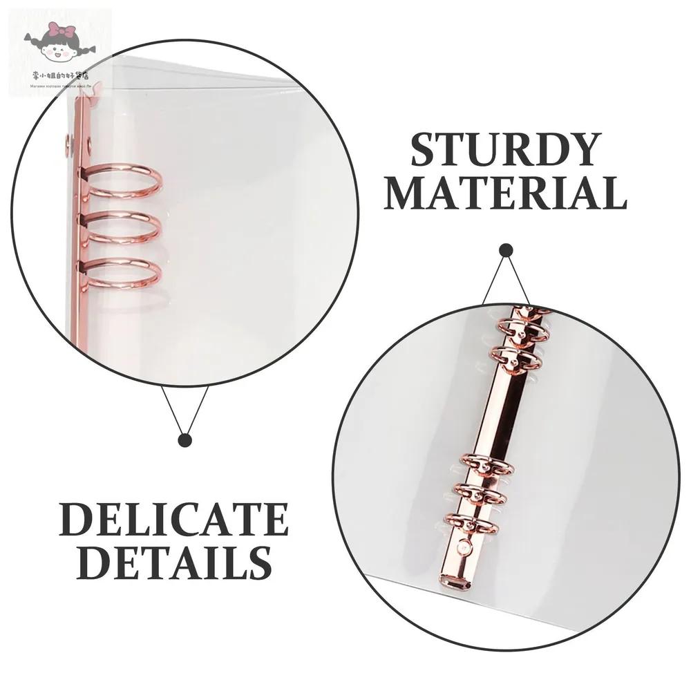 Pvc rose gold cover for a5 notebook, transparent, with 6 rings, to protect notebooks