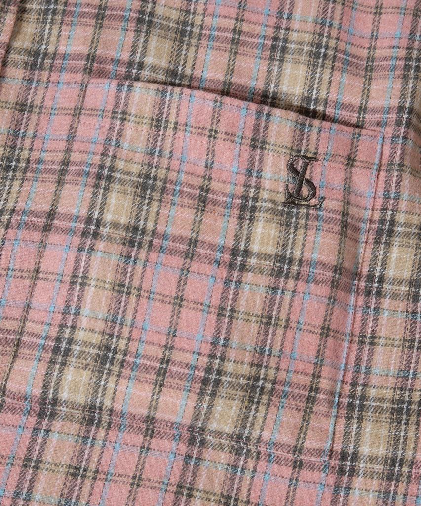 LEMAIN SECOND Oversized Flannel Pocket Check Shirt [Deep Pink]
