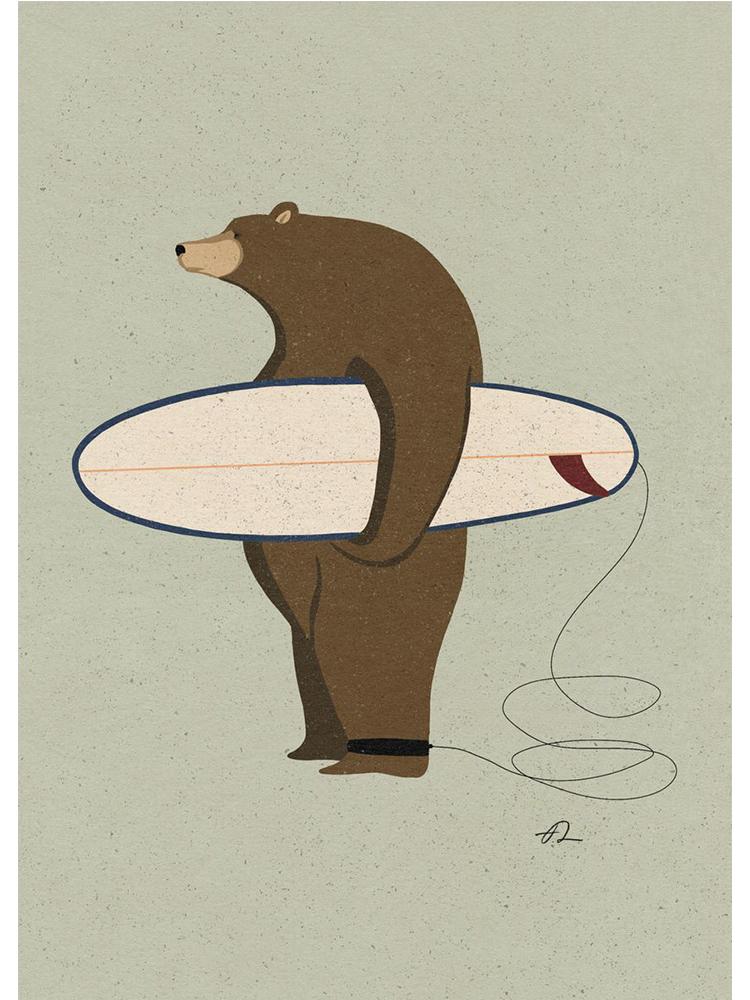 

Забавные Ретро постеры с животными для серфинга, холст, картина, ленивец, медведь, панда, настенная художественная картина для современной детской комнаты, домашний декор, бескаркасный 21x30cm No Frame