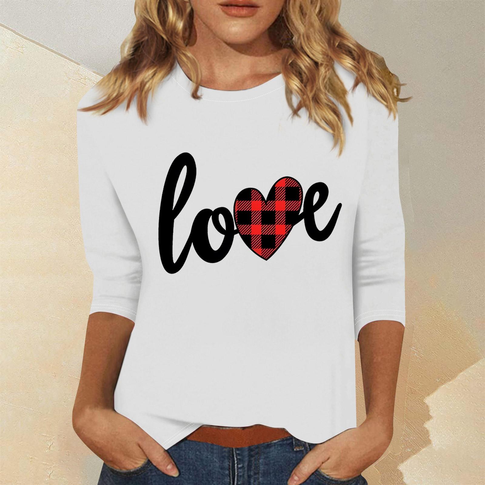 

Женская мода повседневный свитер с семью рукавами и принтом ко Дню святого Валентина XXXL белый