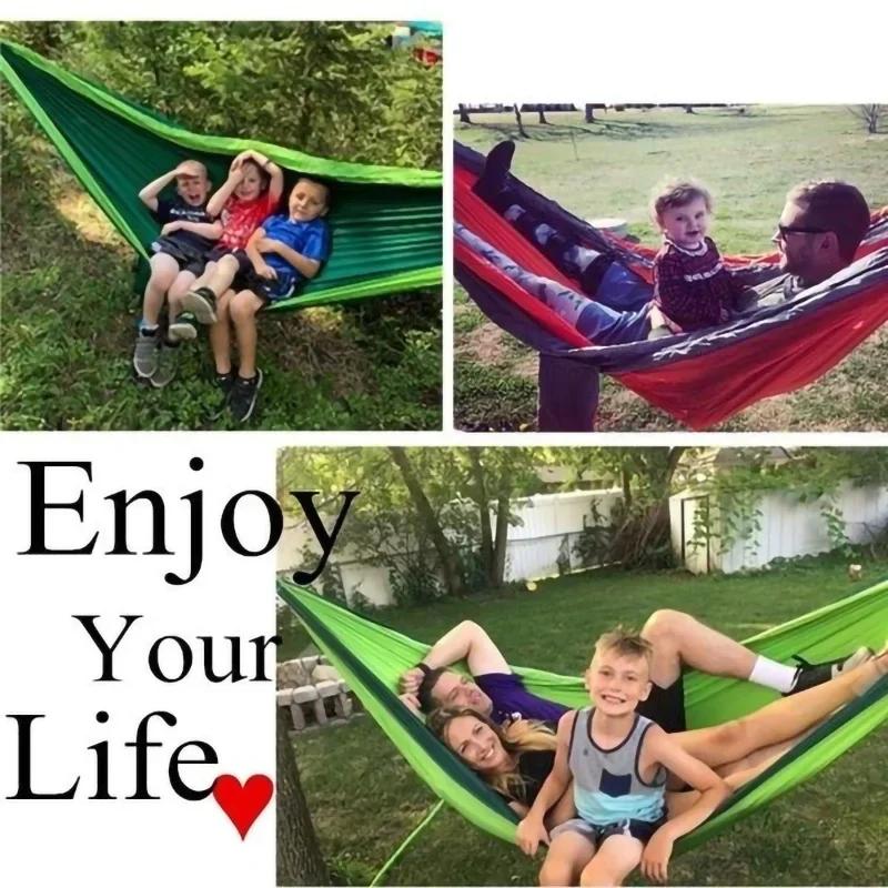 Fresh Single Size Person Portable Outdoor Camping Hammock with Nylon Color Matching Hammock High Strength Parachute Fabric Hanging Bed