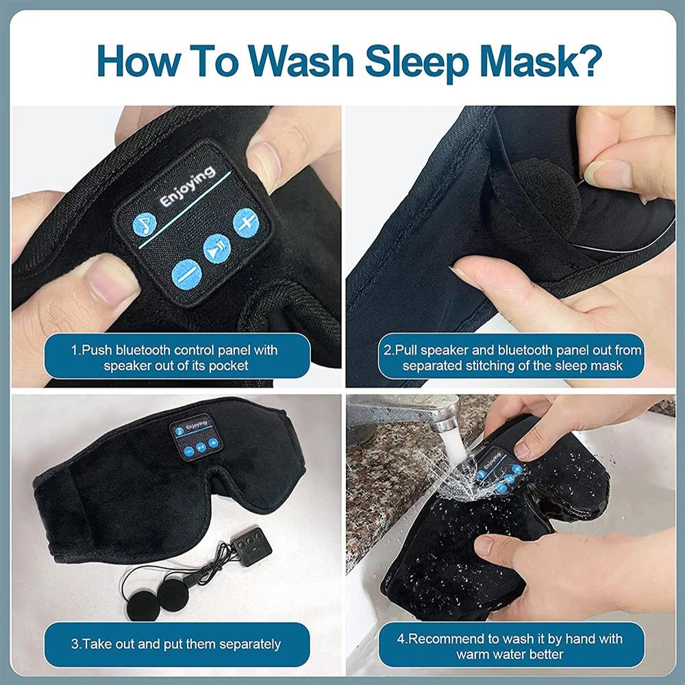 3D Eye Mask Music Play Sleeping Headphones with Built-in HD Speaker Mask For Sleep Headphones Bluetooth
