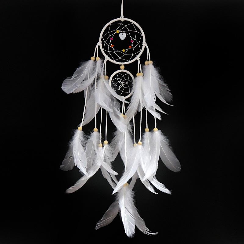 Creativity White Dream Catcher Pendant Handmade Feather Ornament Home Wall Room Decoration Birthday Festival Gifts Bedroom