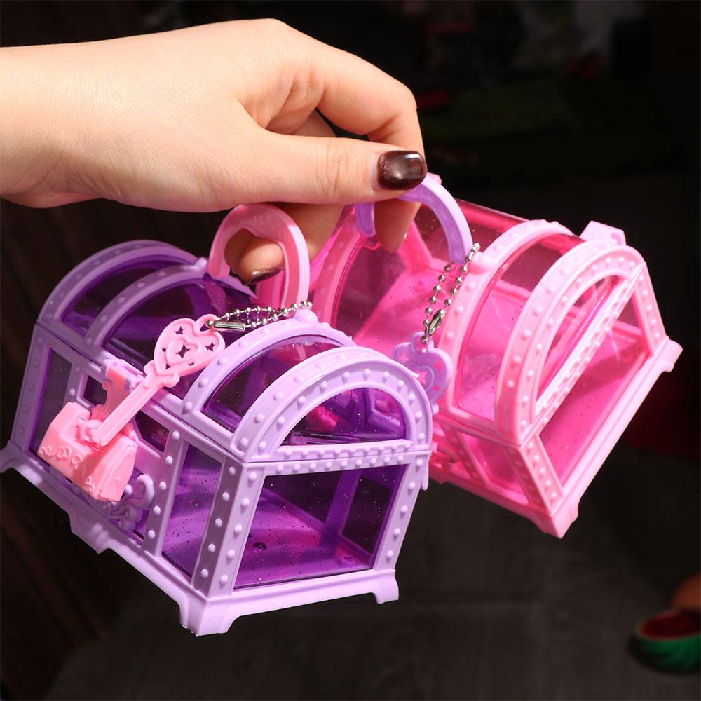 Pink/Purple Kids Jewelry Box Pretend Play Treasure Chest Cute Makeup Box For Children