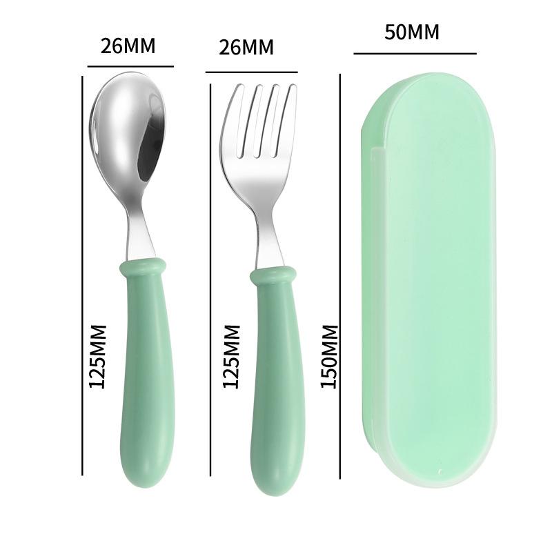 Baby Gadgets Tableware Set Children Utensil Stainless Steel Toddler Dinnerware Cutlery Cartoon Infant Food Feeding Spoon Fork