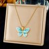 Fashion Ocean Pendant Necklace Gold Starfish Shell Drop Oil Butterfly Multi Element Accessory