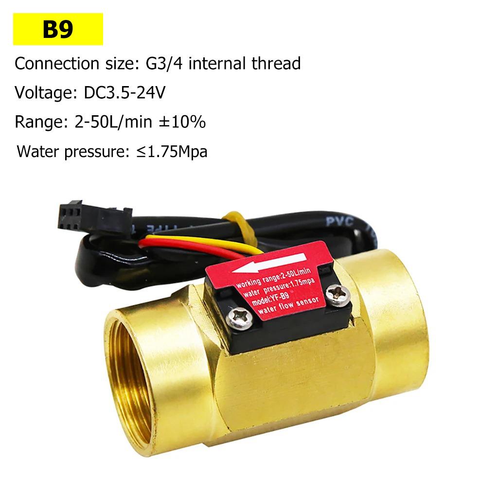 Hall Water Flow Sensor G1/2 G3/4 G1 Brass Flow Meter Electromagnetic Pulse Signal Output Liquid Flow Rate Sensor Indicator