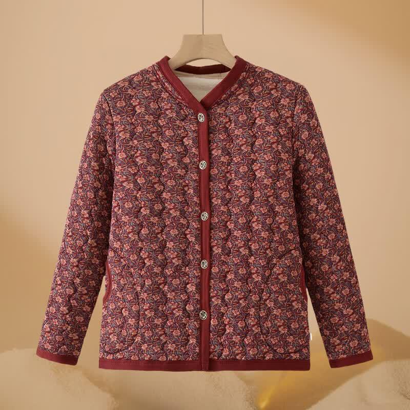 YUZHAOLIN Women's Plush-Lined Floral Winter Padded Jacket