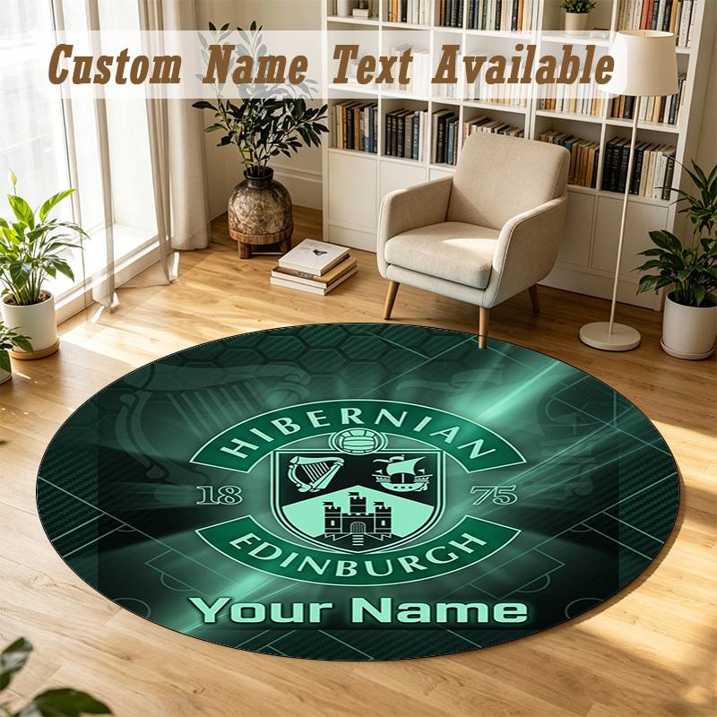 Round Rug Custom NameHibernian FC Pattern Non Slip Carpet Home Floor Decor