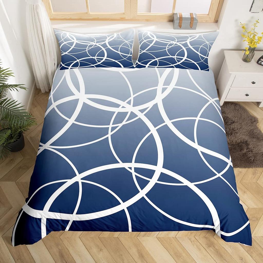 Rött Grått Vitt Randigt King Påslakan Gradient Geometriskt Sängklädesset Modernt Randigt Konst Täcköver Polyester Quiltöverdrag