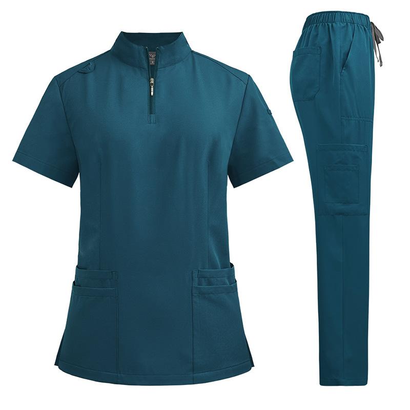 1 set Nursing Tunic Suit Trousers Sets Woman Scrub Set Short-sleeved Top-Pants Beauty Salon Surgical Uniforms Nurses Uniforms