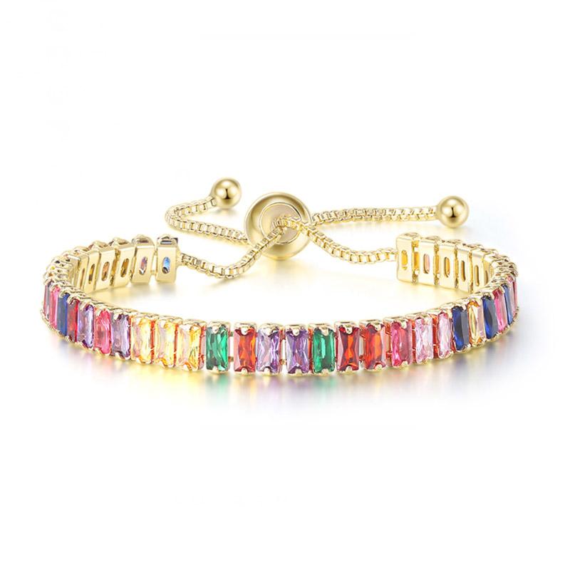 Adjustable Crystal Tennis Bracelets for Women Men Colorful Zircon Folding Buckle Chain Bangle On Hand Party Sexy  Jewelry
