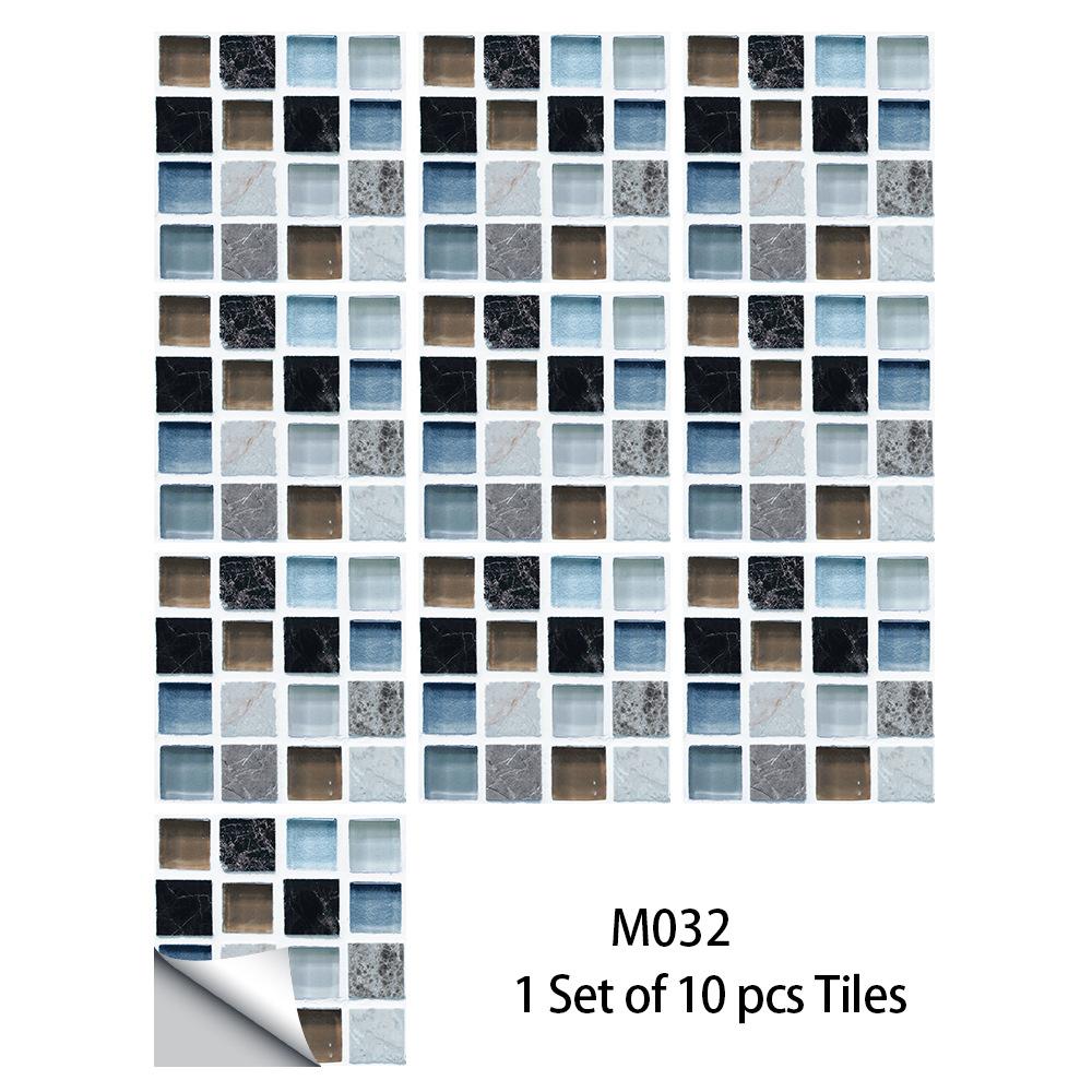 10PCS Mosaic Style Tile Simulation Stickers Self-adhesive Kitchen Waterproof PVC Wall Stickers Living Room Bathroom Decoration