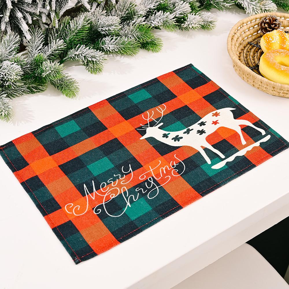 

Table Christmas Delightful Decor With Unique Plaid Print Placemats For Holiday Dining StyleE