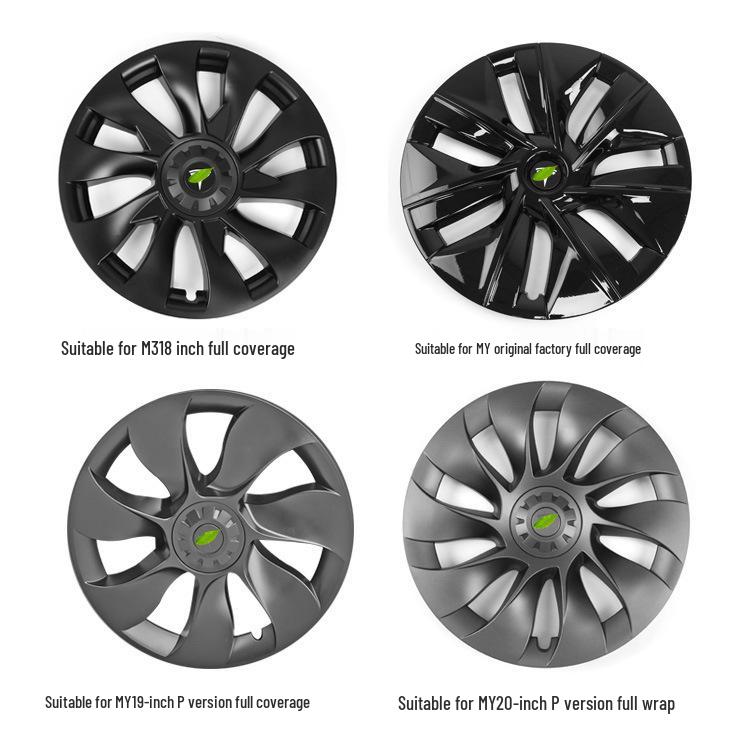 Matte Black Full Coverage Wheel Covers for Tesla Model Y P Version - Exterior Accessories