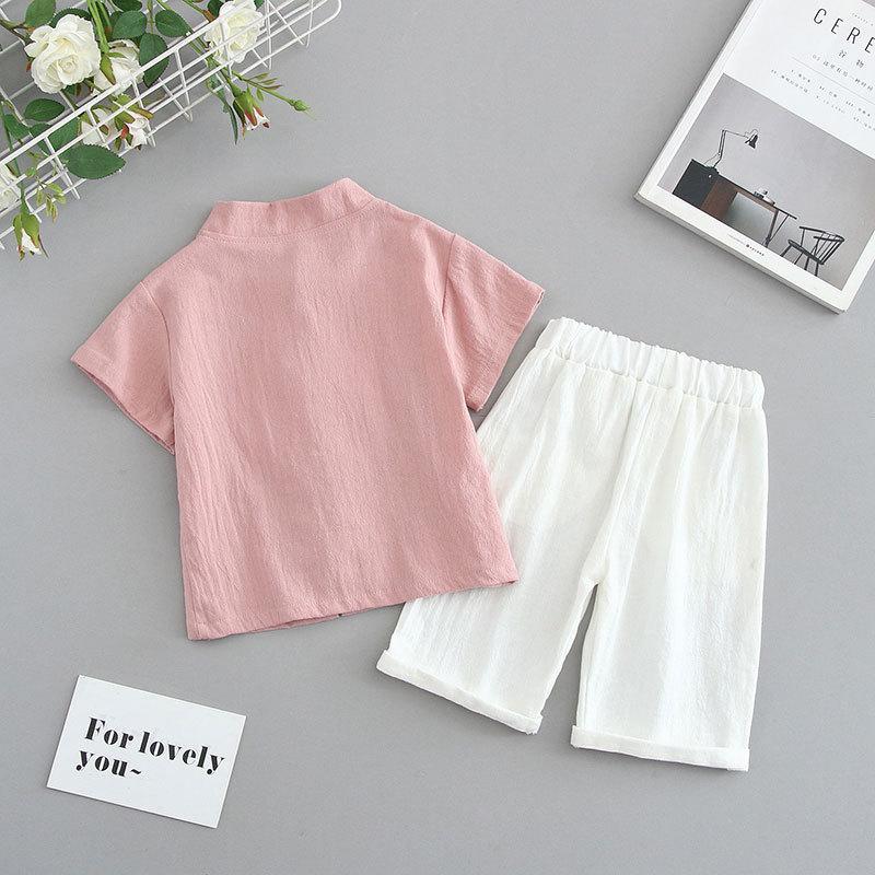 Letní Hanfu pro chlapce Dvoudílný oblek Čínský styl Krátký rukáv Tenké Starodávné školní oblečení Dětské výroční šaty Prodyšný výkonnostní outfit