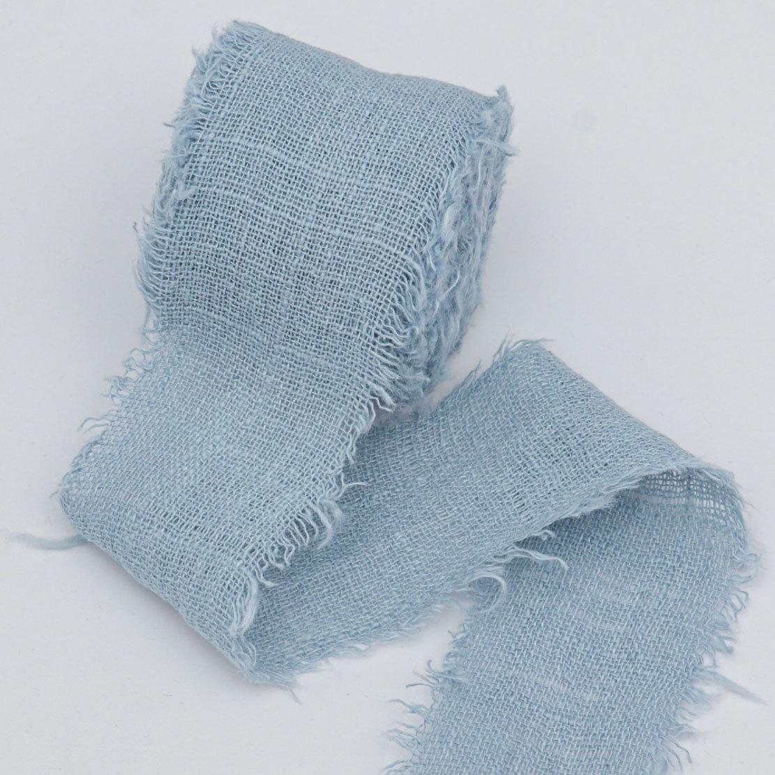 

4CM*5yard Cotton And Linen Ribbon Silk-Like Ribbons Wedding Invitation Bouquet Fabric Ribbons Christmas Decoration Gift Wrapping синій