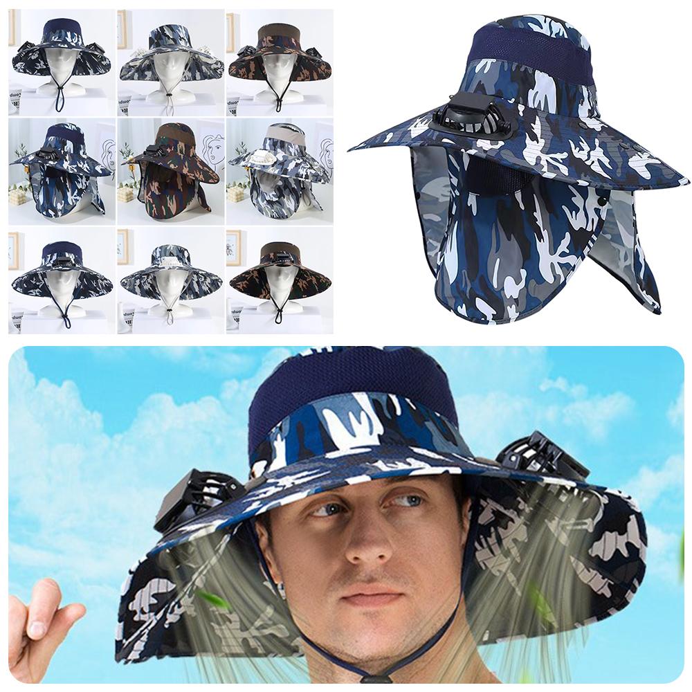 Solar Charging Solar Fan Hat Wide Brim Bucket Hat Portable Summer Cooler Cap  Sun Protection
