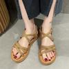 Flat Sandals Women's Elastic Strap Sleeve Cross Soft Bottom Student Casual Sandals