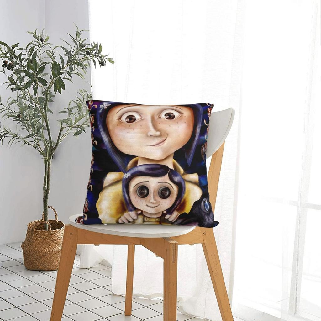 Coraline Tim Burton Pillow Case the Secret Door Fantasy Cushion Cover Custom Zipper Decor Pillowcase for Sofa 18