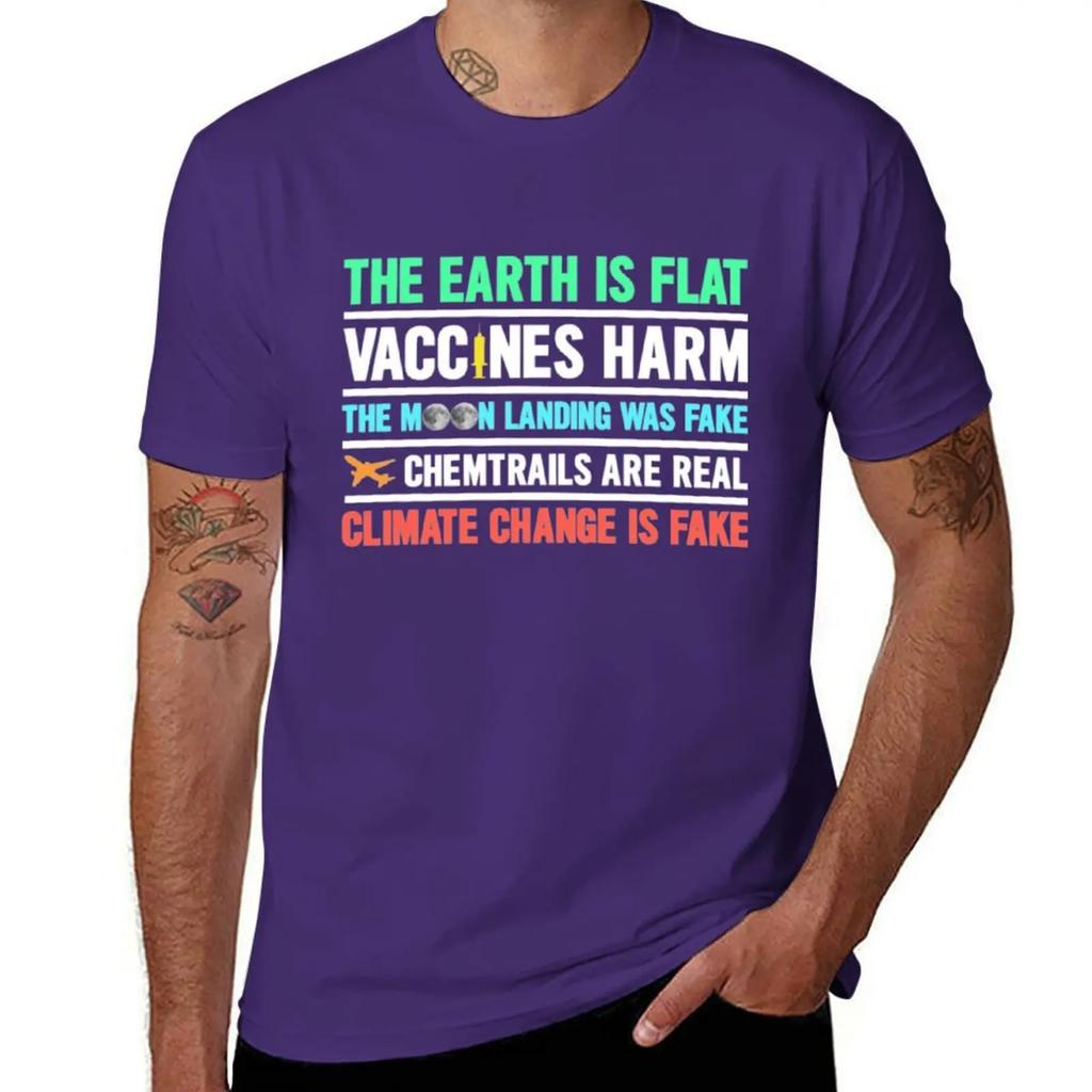 Die Erde ist flach Impfstoffe schaden Chemtrails Maske T T-Shirt Kurzarm-T-Shirt individuelles T-Shirt T-Shirts Grafik-T-Shirt Herren
