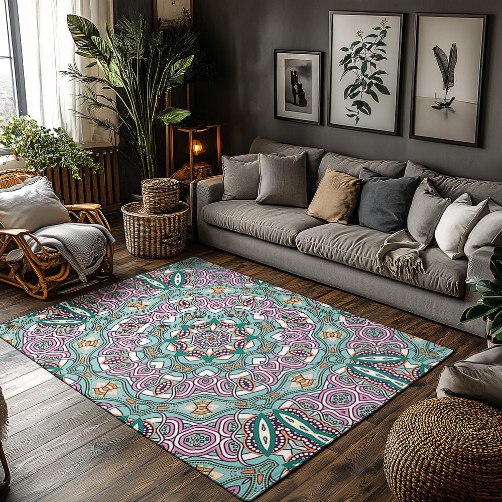 

Boho Area Rug Persian Carpet Turkish Rug Non Slip Floor Mat Modern Home Decor Vintage Style Geometric Pattern Living Room Rug Be 50x 80cm