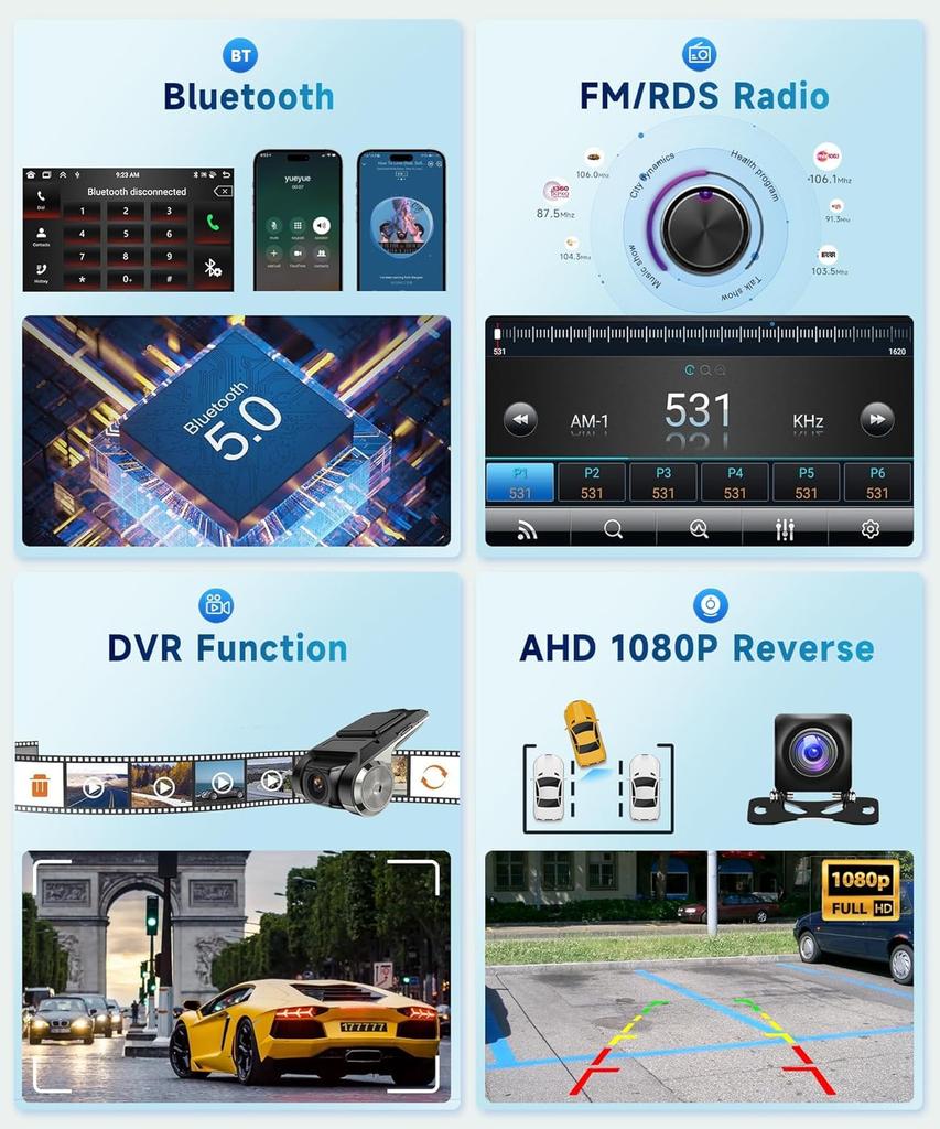 8 CORE 4G+64G Car Radio for Honda CRV 2007-2011, 9' IPS Touch Screen, Android 13, Wireless CarPlay, Android Auto, GPS, WiFi, Blu