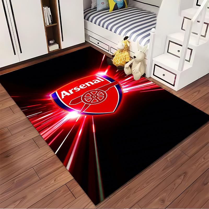 "Tappeto Nero con Logo Arsenal e Design a Raggi Rossi" Adatto per l'uso come antiscivolo per soggiorno, camera da letto, divani