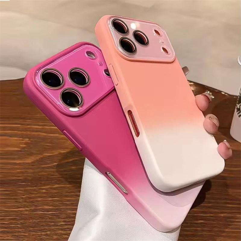 Husă Moale cu Gradient de Culoare Bomboană cu Fereastră Mare Pentru IPhone 17 16 15 14 Pro Max 13 12 Air Plus Silicon Lichid Rezistent la Șocuri Husă Spate