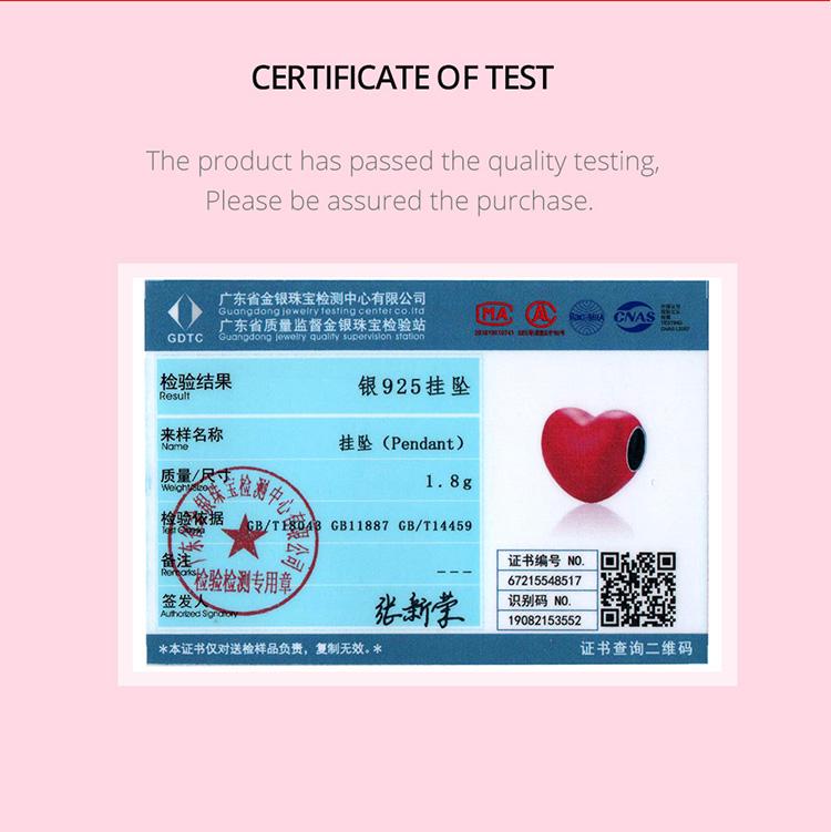 WOSTU Enamel Smooth Red , Pink and Blue Three-color Heart Shape 925 Sterling Silver Charm Beads Fit Bracelet Bangle Fine Jewelry