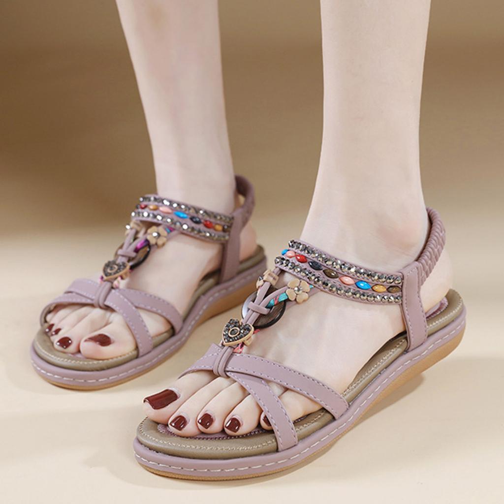 Boho Sandals Spring And Summer Diamond Flat Sandal For Women Comfortable And Versatile Shoes Sandalias De Mujer Verano 2026