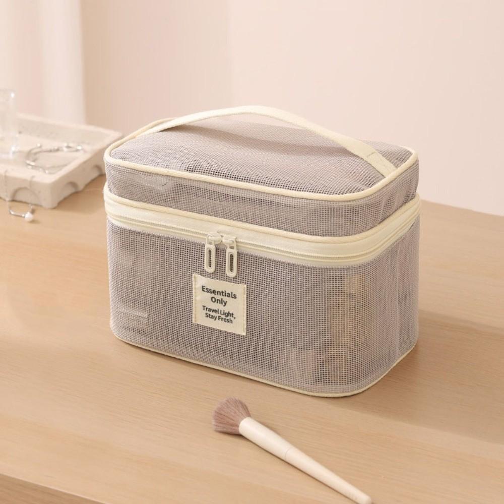 Leichte Netz-Make-up-Tasche Quadratisch Große Kapazität Transparente Netz-Kosmetiktasche Handgehalten Reißverschluss Kosmetiketuis Geschäftsreisen