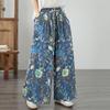 plus size Vintage floral high waist casual loose long Women Spring summer autumn jeans denim wide leg Pants