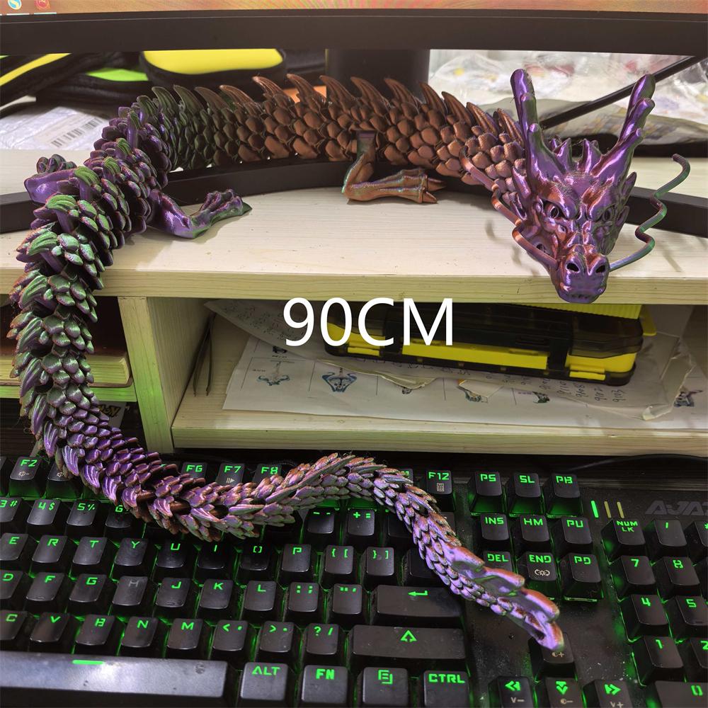 30CM 90cm 3D Printed Conjoined Dragon Ornaments Joints Can Move Creative Dragon Plants Rockery Fish Tank Landscaping Decoration
