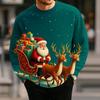 Men's Christmas Theme Sweatshirt, 3D Graphic Santa Claus Print, Round Neck Pullover, Holiday Casual Style Long Sleeve Streetwear