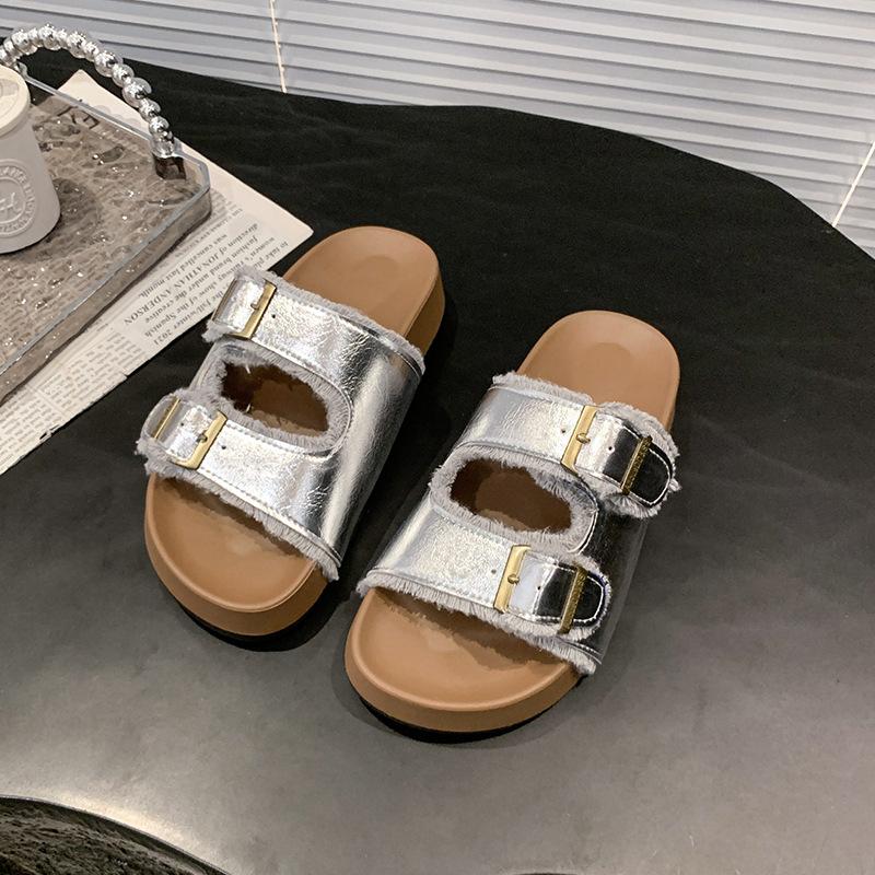 

Enhanced skirt high value with new beach shoes 2025 slippers women s cool slippers outer wear summer 40 серебряный