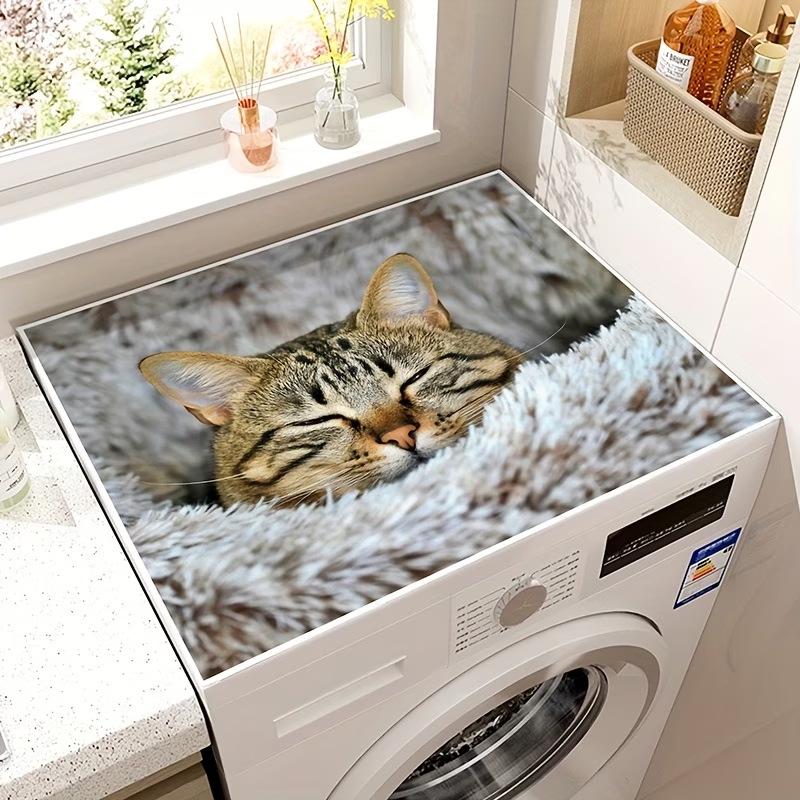 New Cartoon Cat Print Diatomaceous Earth Dustproof Mat for Washing Machines & Refrigerators 40*40cm