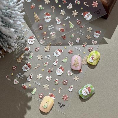 1 Stück Bronzing Weihnachts-Schneeflocken Nagelkunst-Sticker Niedlicher Cartoon Weihnachtsbaum Weihnachtsmann Maniküre Abziehbild DIY Nagelkunst-Dekor
