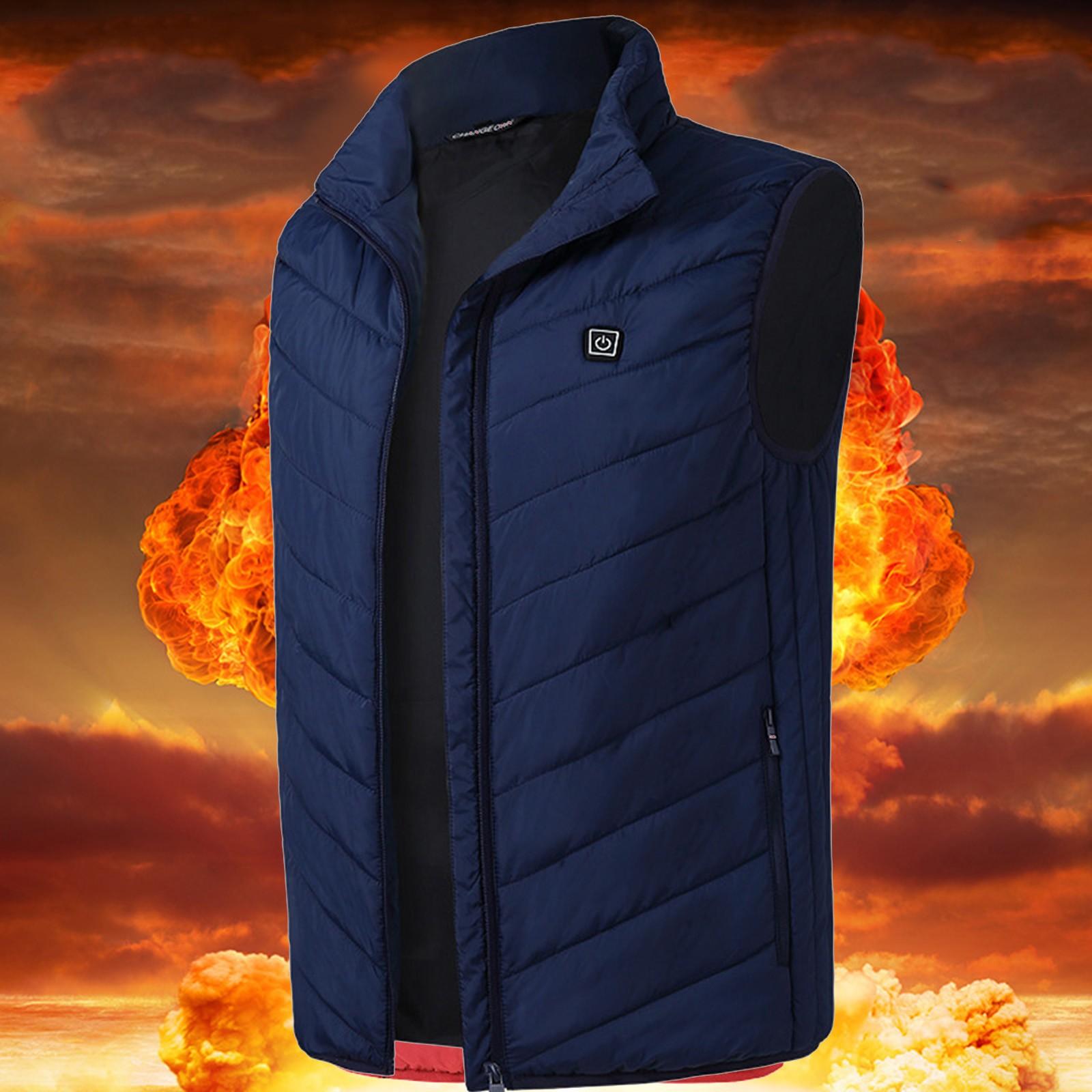 

Жилет с подогревом, нагревательная куртка для мужчин и женщин, электрическая USB-грелка, одежда для улицы S синий