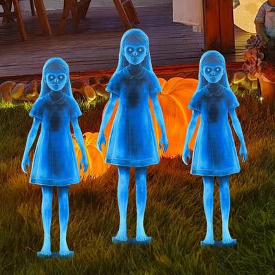 Dekoracje zewnętrzne na Halloween Znaki na podwórko Straszna Lalka 40cm Metalowe Bliźniaki Upiorne Paliki Ogrodowe Na Podwórko, Taras Ogród Upiorny Motyw Karnawałowy